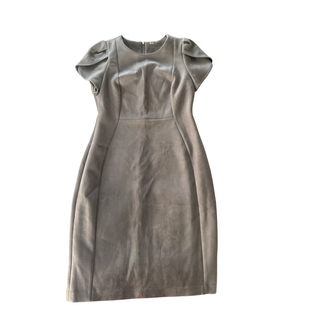 Calvin‎ Klein Tulip Faux Suede Sheath Dress Cap Sleeve - Picture 3 of 7